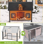GUTINNEEN Dog House Outdoor Insulated with Strong Metal Frame and 6 Sided Insulation, Outside Dog Kennel for Small to Medium Dogs Puppy Cage for Winter Weatherproof