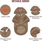 BEAUTYZOO Small Dog Hoodie Sweater with Pockets, Dog Clothes for Small Medium Dogs Boy Girl, Waffle-Like Laminated Cotton Pet Coats with Hat and Leash Hole, Khaki M