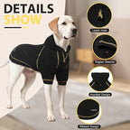 Basic Dog Hoodie Sweatshirts, Pet Clothes Hoodies Sweater with Hat and Leash Hole, Soft Cotton Outfit Coat for Large Medium Small Dogs, Black (XX-Large)