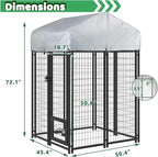 LEMBERI 4x4x6 FT Outdoor Dog Kennel for Large Dogs, Heavy Duty Welded Wire Steel Dog Playpen Fence with Secure Lock, Pet Pen with UV-Resistant Waterproof Roof Cover for Outside