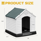 DWVO Plastic Dog House, Weatherproof Outdoor/Indoor Doghouse, Puppy Kennel with Air Vents and Elevated Floor