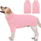 KOESON XL Dog Sweater for Large Size Dogs, Turtleneck Extra Large Sweater for Dogs Girl Boy, Warm Large Dog Sweaters for Christmas, Soft Doggie Winter Knitwear with Sleeves, Pink, XLarge