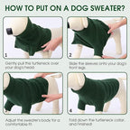 Dog Sweaters for Small Dogs Classic Turtleneck Dog Christmas Sweater Thick Warm Pullover Male Puppy Pet Stretch Knitwear Fall Winter Clothes with Leash Hole(Green, XS)