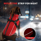 Dog Winter Coat Reflective Water-Resistant Jacket, Fleece Lined Windproof Puppy Coat with Back Zipper & D-Ring, Cold Weather Dog Coats for Small Medium Large Dogs (L, Red)