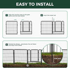 FXW Garden Fence Outdoor for The Yard – 40in(H) x 109.4ft(L) Heavy Duty Metal Animal Barrier for Dog and Rabbit, Decorative Dog Fence, 48 Panels, Black