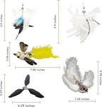 Variety Play Set, 5 Pack Refills for Wand and Fishing Poles, Spring Wires, Door/Wall Hang Ropes. 2 Bird, 2 Feather & Windmill Cat Toys - Bells & Easy Clip-On