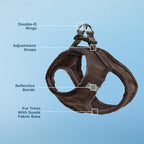 Best Pet Supplies - All Weather Mesh/Plush, Reflective, No Pull Harness for Small, Medium Dogs, Cats - Secure with Hook & Loop Fastener, Buckle, Double D-Rings - Chocolate Suede, XL