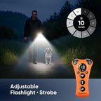 Adjustable Ultrasonic Dog Trainer – World's First Variable Frequency Pet Behavior Corrector with 10 Level Ultra Sound, 18 Dog Whistles, Anti-Bark Flashlight, Humane Dog Deterrent (Orange)