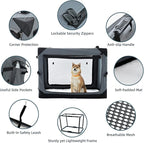 Pettycare 36 Inch Collapsible Crate for Large Dogs, 4-Door Foldable Soft Kennel with Chew Proof Mesh Windows for Indoor & Outdoor Travel