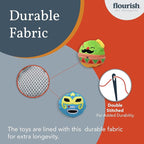 Flourish Pets 2 in 1 Multi-Layer Chew Toy for Active Dogs | Non-Toxic BPA Free Double Stitched Soft Fabric Exterior Dog Toys | Long-Lasting Dog Plush Toys – Cinco de Mayo 3.5" (2 Pack)