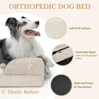 Comfort Expression Orthopedic Dog Bed for Extra Large Dogs 45x35 Inch, Waterproof Supportive Egg Crate Foam XL Pet Bed with Removable Bolsters, Dog Couch with Washable Cover & Non-Slip Bottom, Beige