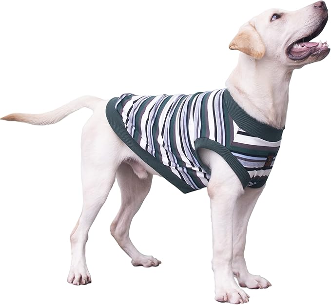 Extra Large Dog T Shirts Clothes Sleeveless Tank Top Vest for Labrador Rottweiler Great Dane, Green, 5X-Large