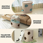 PETKARAY 2-Story Felt Cat House, Large Bed Cave for Indoor Cats, Felt Tunnel Hideaway Condo for Multi-Cat Households, 23.6x22x12 inches, Beige