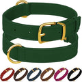 Leather Dog Collar - Heavy Duty Adjustable Soft Padded Pet Collars for Small Medium Large Dogs Breed - Black Green Brown Pink Red Blue (Green, S, 9"-12" Neck Fit)