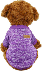 Idepet Pet Dog Classic Knitwear Sweater,Fleece Coat for Small,Medium,Large Dog,Warm Pet Dog Cat Clothes,Soft Puppy Customes 2 Color (XS, Purple)
