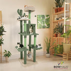 CAPHAUS Cactus Cat Tree for Indoor Cats, Cute 70-Inch Cat Climbing Play Tower with Top Perch for Large Cats Kittens, Multi-Level Cat Activity Tree with Scratching Posts, Hammock, Cat Cave Condo