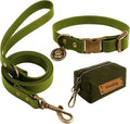 Wisedog Dog Collar and Leash Set, Waterproof Adjustable Puppy Collars with Cute Tag 6FT Dog Leash with Poop Bag for Small Medium Large Dogs (XS, Green)