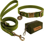 Wisedog Dog Collar and Leash Set, Waterproof Adjustable Puppy Collars with Cute Tag 6FT Dog Leash with Poop Bag for Small Medium Large Dogs (XS, Green)