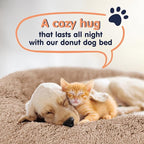 Donut Dog Bed - Premium Comfort for Anxiety Relief - Fluffy & Calming Design with Ultra-Plush Support | Cozy Round Dog Bed with Super Soft Circle Style (Size M Camel)