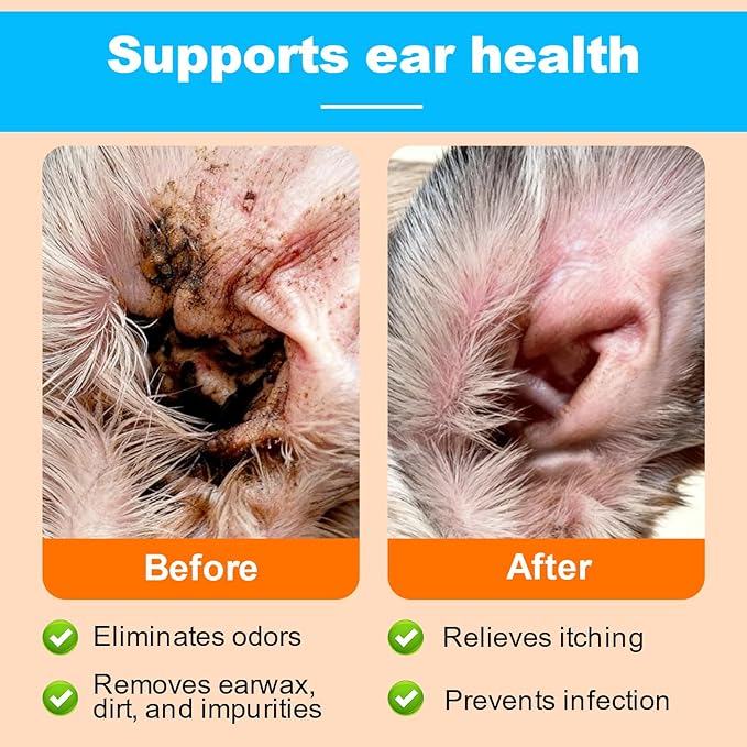 Dog Ear Cleaner and Infection Treatment,Natural Ear Drops for Dogs, Gentle Relief for Itching, Irritation, Wax Build-Up & Infections,Safe Ear Cleaning Solution for All Breeds & Ages