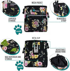 PetAmi Dog Treat Pouch, Pet Treat Pouch for Training, Dog Walking Bag Holder for Kibbles, Pet Food Toy, Dog Trainer Essentials Supplies, Poop Bag Dispenser, 3 Ways to Wear (Floral Black)