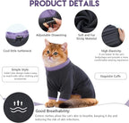 Sticky Cat Clothes Stretchy, Sphynx Hairless Sweater & Pajamas for Cats only, Soft Cat Onesie for Cats After Surgery Female Male & Hair Loss Prevention, Black L