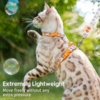 Dooradar Cat Harness and Leash, Escape Proof Adjustable Kitten Vest, Lightweight Soft Pet Straps, Easy Wearing for Small Medium Kitty Safe Walking Travel Control, White, M