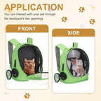 Pet Backpack Carrier, Portable and Ventilated, Oxford Cloth, Dog Cat Travel Bag with Transparent Cover 12.99", (Green, 1 Pcs), Intended for Hiking/Camping/Traveling