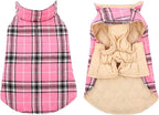 MIGOHI Dog Jackets for Winter, Reversible, Windproof, Waterproof, Warm Dog Coat - British Style Plaid Dogs Winter Vest, Pink, 3XL