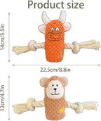 Cute Animal Squeak Dog Toys, No Stuffing Plush Toys, Durable Cotton Rope Chew Toys for Puppy and Small, Medium Dogs, 6 Pack