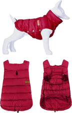 SPACE LION Dog Puffer Jacket, Down Winter Coat, Durable Outdoor Coat for Cold and Windy Conditions, Waterproof, Lightweight Jacket, Adjustable Fit for Small, Medium, Large Dogs(Red,16/XL)