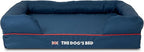 The Dog's Bed Replacement Outer Cover ONLY (Outer Cover ONLY - NO Bed, NO Waterproof Inner) for The Dog's Bed, Washable Oxford Fabric, Large (Blue with Red Piping UK Embroidery Flag)