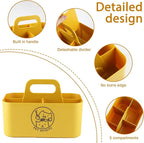 Dog Storage Organizer for Grooming Supplies,Portable Caddy Organizer for Pet Stuff,Divided Storage Bin for Dog Cat Grooming Kit,Dog Stuff Organizer with Handle for Shampoo,Clipper,Comb-Yeloow