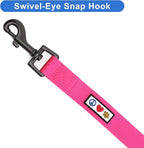 Pawtitas Personalized Dog Leash - Custom Embroidered with Pet Name & Phone Number - 6 ft Pink Small Dog Leash
