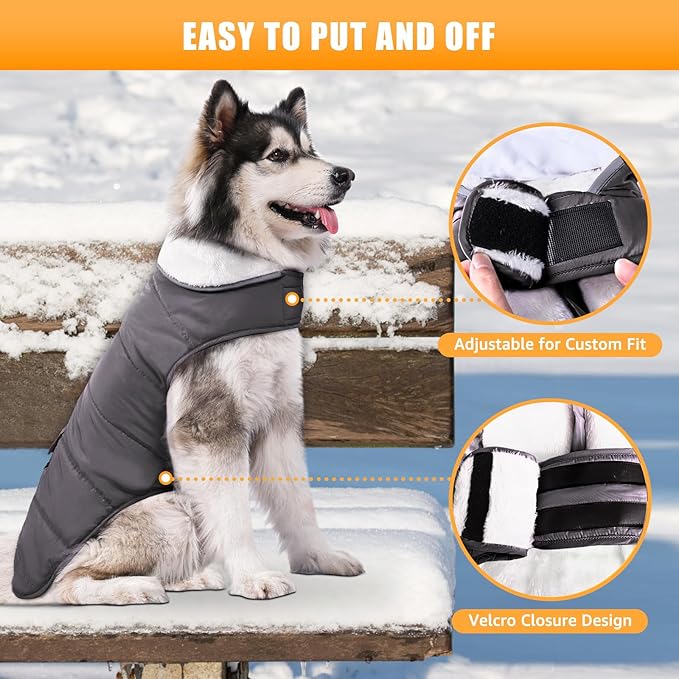 iBuddy Dog Winter Coats with Fleece Vest,Waterproof Warm Dog Snow Jacket Windproof, Reflective Adjustable Pet Dogs Cold Winter Coat for Dogs Girl Boy