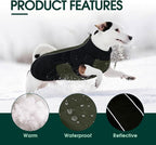 Kuoser Dog Winter Jacket, Winter Dog Coats for Medium Dogs, Reflective Doggie Cold Weather Coats Pet Clothes, Puppy Snow Jacket for Frech Bulldog, Boston Terrier, Green M