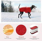 PAWZ Road Dog Winter Coat with 5 Layers Warm Material, Reversible Dog Clothes with 2 Sides, Dog Jacket Outdoor Water Repellent, (Red Plaid L)
