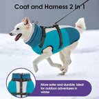 SUNFURA Dog Winter Coat, Warm Dog Coat with Harness for Medium Dogs Boys Girls, Reflective Fleece Lined Pet Winter Jacket Snowsuit for Pug, Jack Russel, Schnauzer, Turquoise M