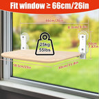 Sunhoo Cat Window Hammock Perch Cordless Perches Window Sill Seat Bed Foldable Stable Lounger Upgraded Suction Cup Easy Assembly Indoor Cats Kitty Shelf Hold Up to 55lbs (Beige, L)