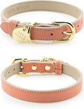 NINA WOOF Rio Vegan Leather Dog Collar - Padded Luxury Dog Collar with Adjustable Buckle - Collar for Dogs, Dog Collar for Small Dogs to Dog Collar for Large Dogs - Color Peach (Large)