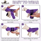 Queenmore Large Dog Sweaters, Soft Fleece Vest Pullover Dog Jacket with Leash Hole, Warm Winter Dog Clothes Cold Weather Doggy Dachshund Sweater for Large Dogs Cats Boy or Girl (Lavender, L)