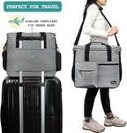PetAmi Dog Travel Bag - Organizer with Food Container, Bowls & Accessories for Weekend Camping, Cat Diaper Bag (Stripe Black, Large)