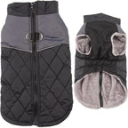 Warm Fleece Dog Coats for Small Dogs,D-Rings Waterproof Puppy Jacket for Cold Winter,Black S