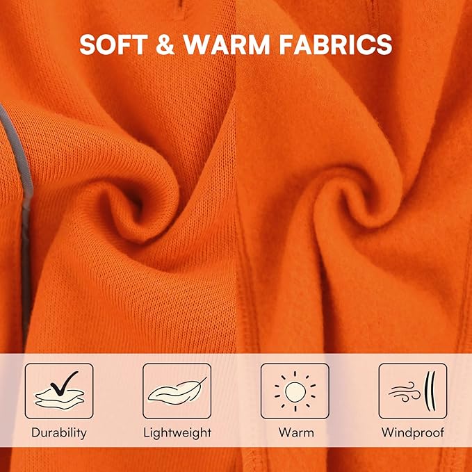 Queenmore Cozy Fleece Dog Sweater XXL, Soft Pullover Dog Sweatshirt, Warm Winter Fleece Jacket with Leash Hole/Reflective Stripes for Small Medium Large Dogs Orange
