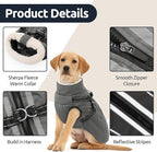 Dog Winter Coat with Harness Built in Warm Puffer Dog Jackets for Small Medium Large Dogs Windproof Waterproof Outfit with Plush Lining and Reflective Stripes (Grey, 2XL)