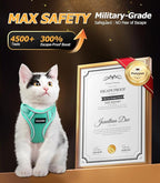 Halypet Cat Harness and Leash Set [MAX Safety 4th-Gen Upgrade] Escape Proof Adjustable Cat Leash Comfortable Soft Vest Easy to Wear Kitten Harness with Reflective Strip for Cats Walking, M Green