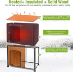 GUTINNEEN Heated Dog House Outdoor 43.3" L Insulated Dog Kennel with Metal Frame Large Dog Crate for Medium to Large Dogs Outside with Heater and Insulated Liner for Winter, Brown