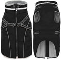 Fragralley Dog Coat with Harness Built in, Waterproof Windproof Reflective Warm Puffer Jacket, Fleece Lined Vest Winter Parka for Small, Medium, Large Dogs