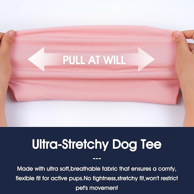 IECOii 2 Pack Dog T-Shirt for Small Dogs | Breathable Stretch Fit for Summer, UV Sun Protection for Chihuahua & Cats, Pink+Green,M