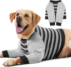 FUAMEY Dog Recovery Sleeve with Elbow Protector,Dogs Shirt Stop Licking Joints,Pet Long Sleeve Suit Protecting Dog's Front Leg Arm Wounds Cover Skin Conditions Black Stripes 3XL